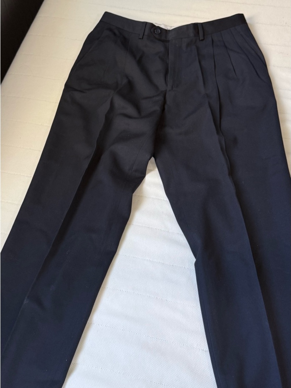 Men's Pleated Dress Pants in Dark Navy